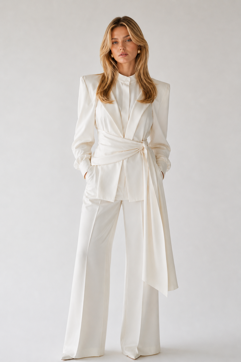 Tailored Set with Belted Fitted Blazer