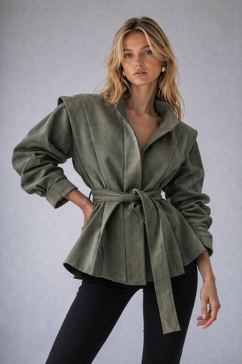 Structured Belted Peplum Jacket