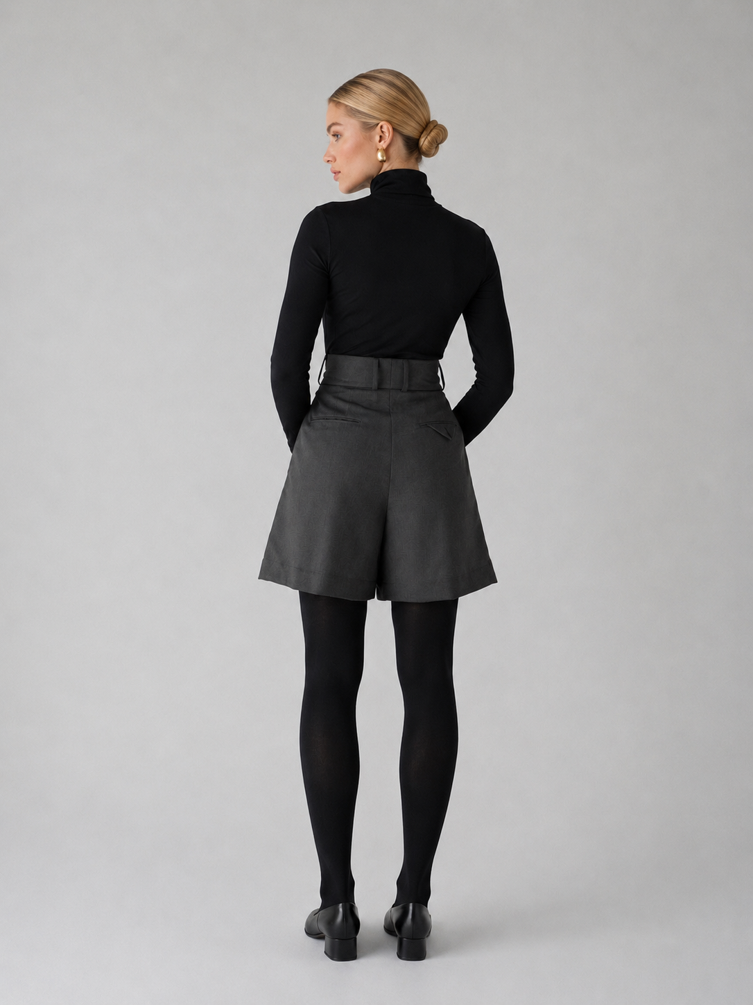 High-Waisted Structured Pleated Tailored Shorts