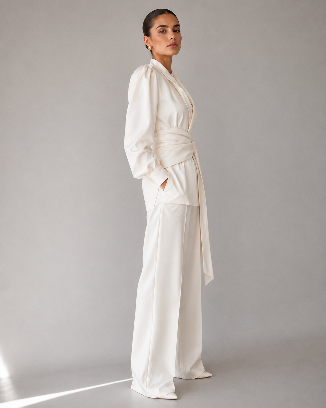 Tailored Set with Belted Fitted Blazer
