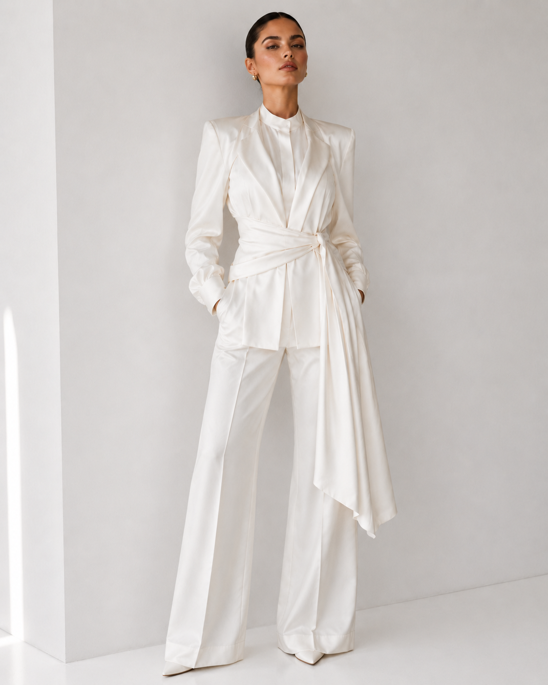 Tailored Set with Belted Fitted Blazer