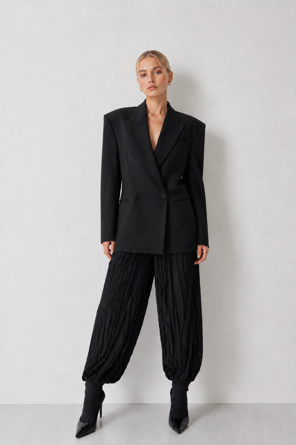 Tailored Double-Breasted Wool Blazer