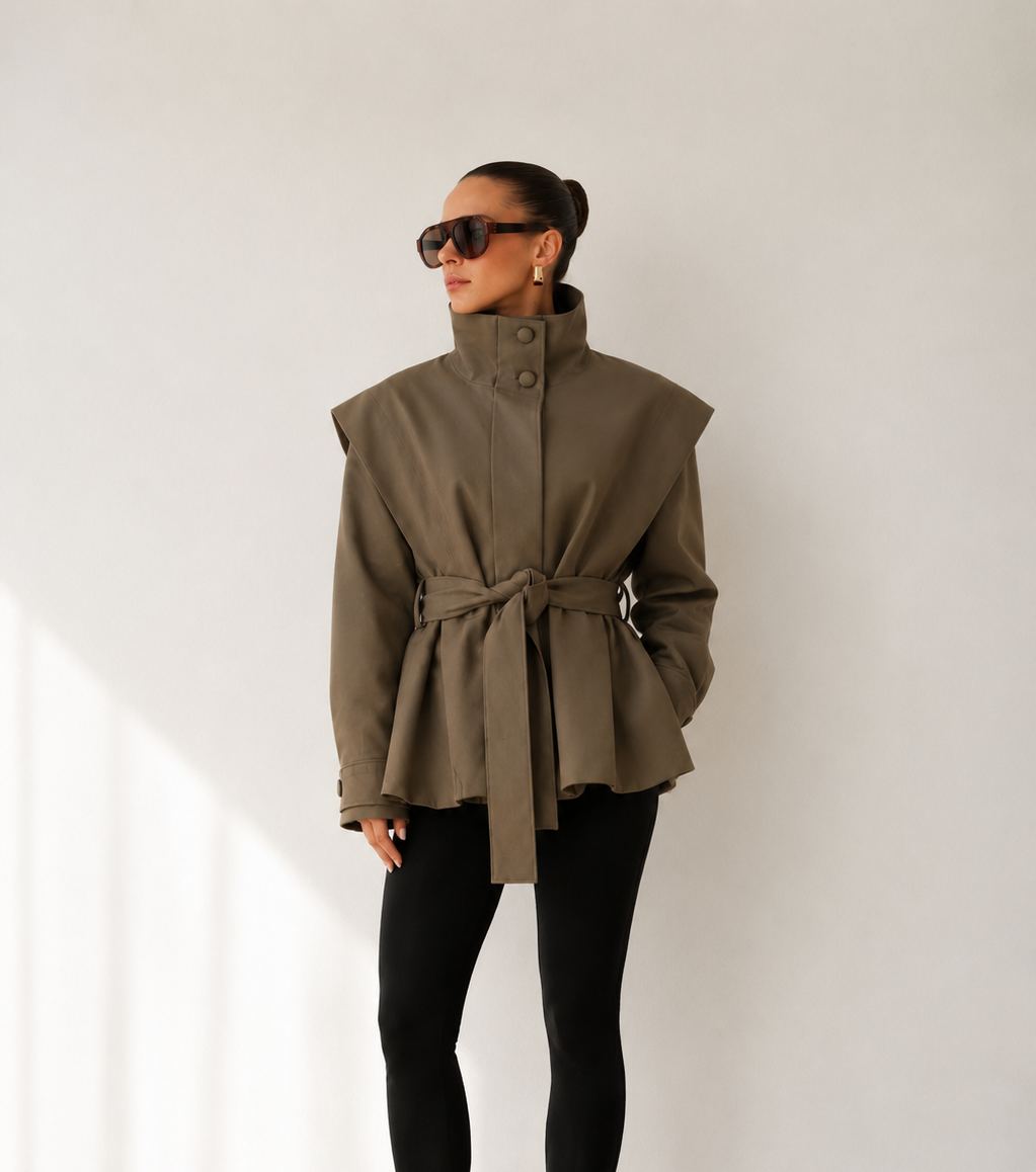Structured Belted Peplum Jacket