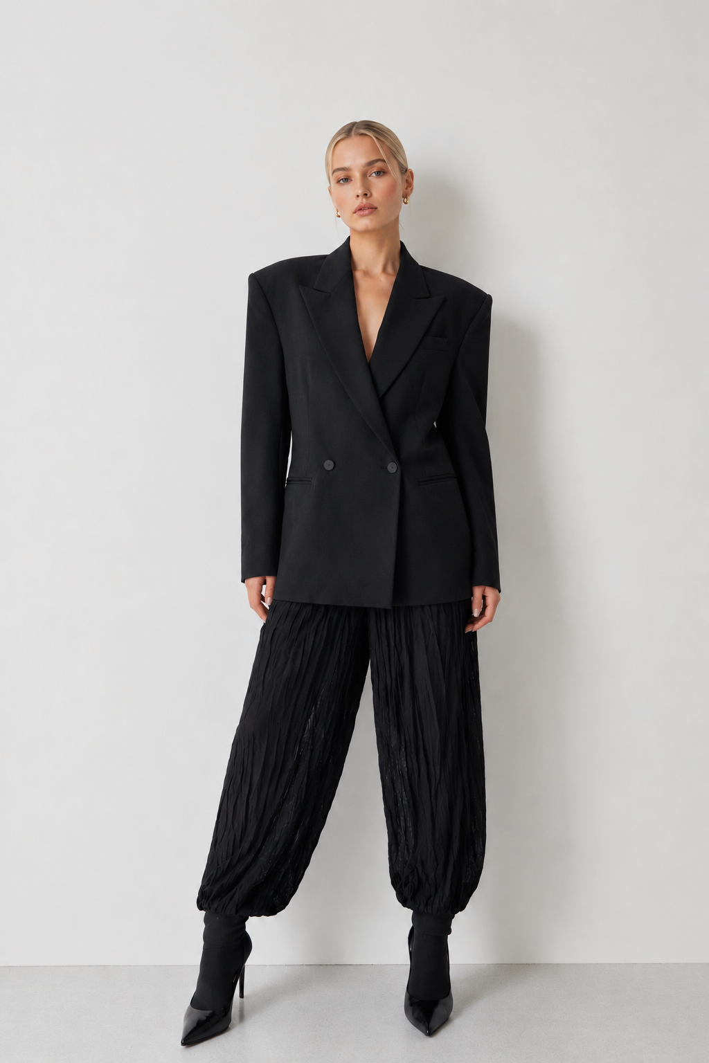 Tailored Double-Breasted Wool Blazer