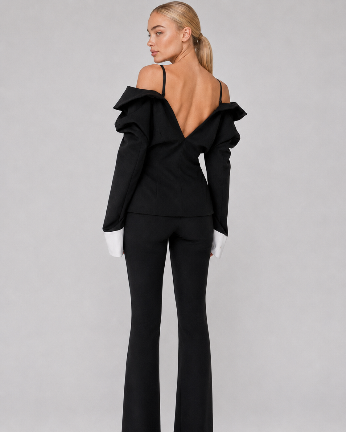 Structured Off-Shoulder Tailored Blazer