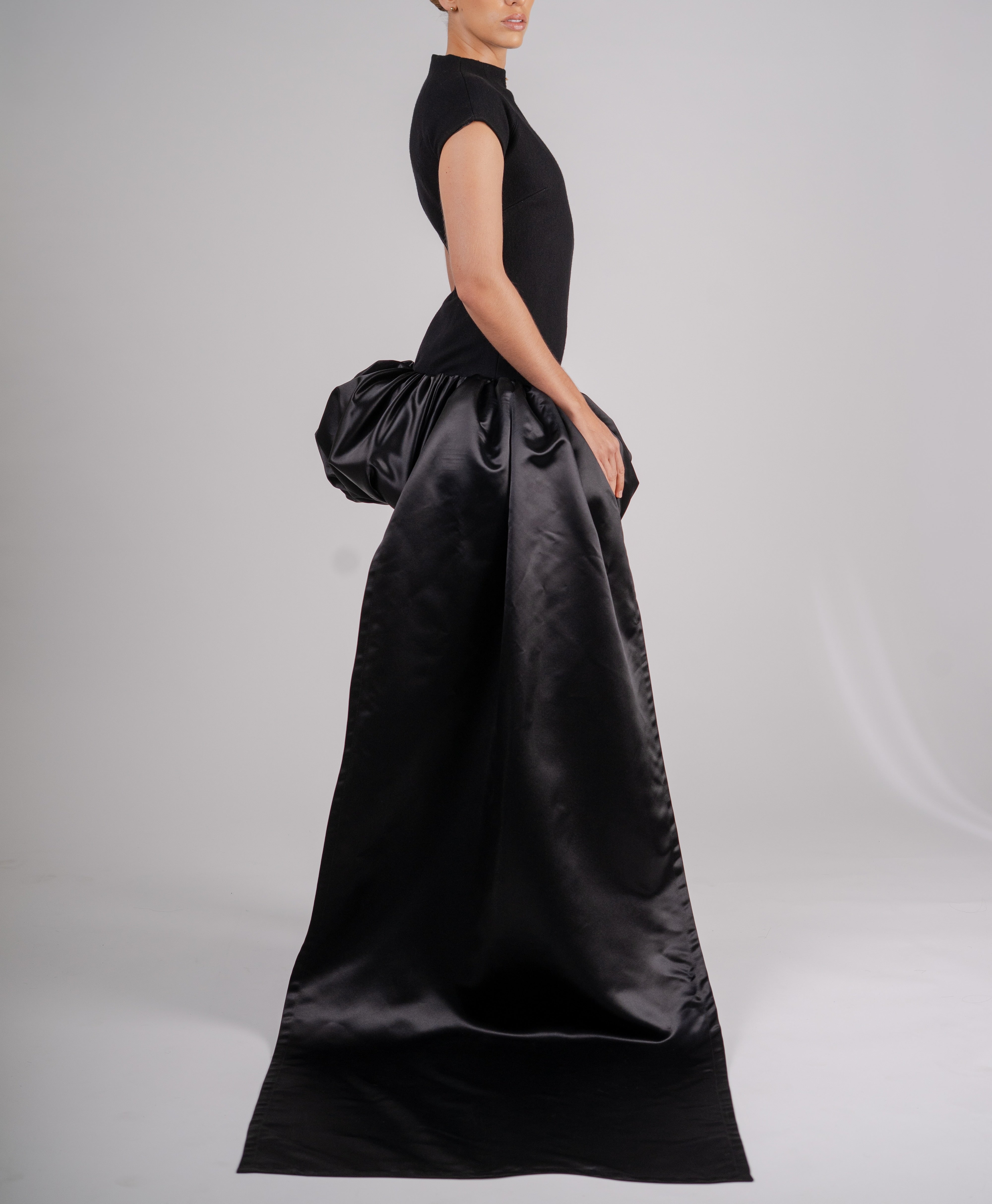 Black Dress with Bubble Skirt and Side Train Black Dress with Bubble Skirt and Side Train