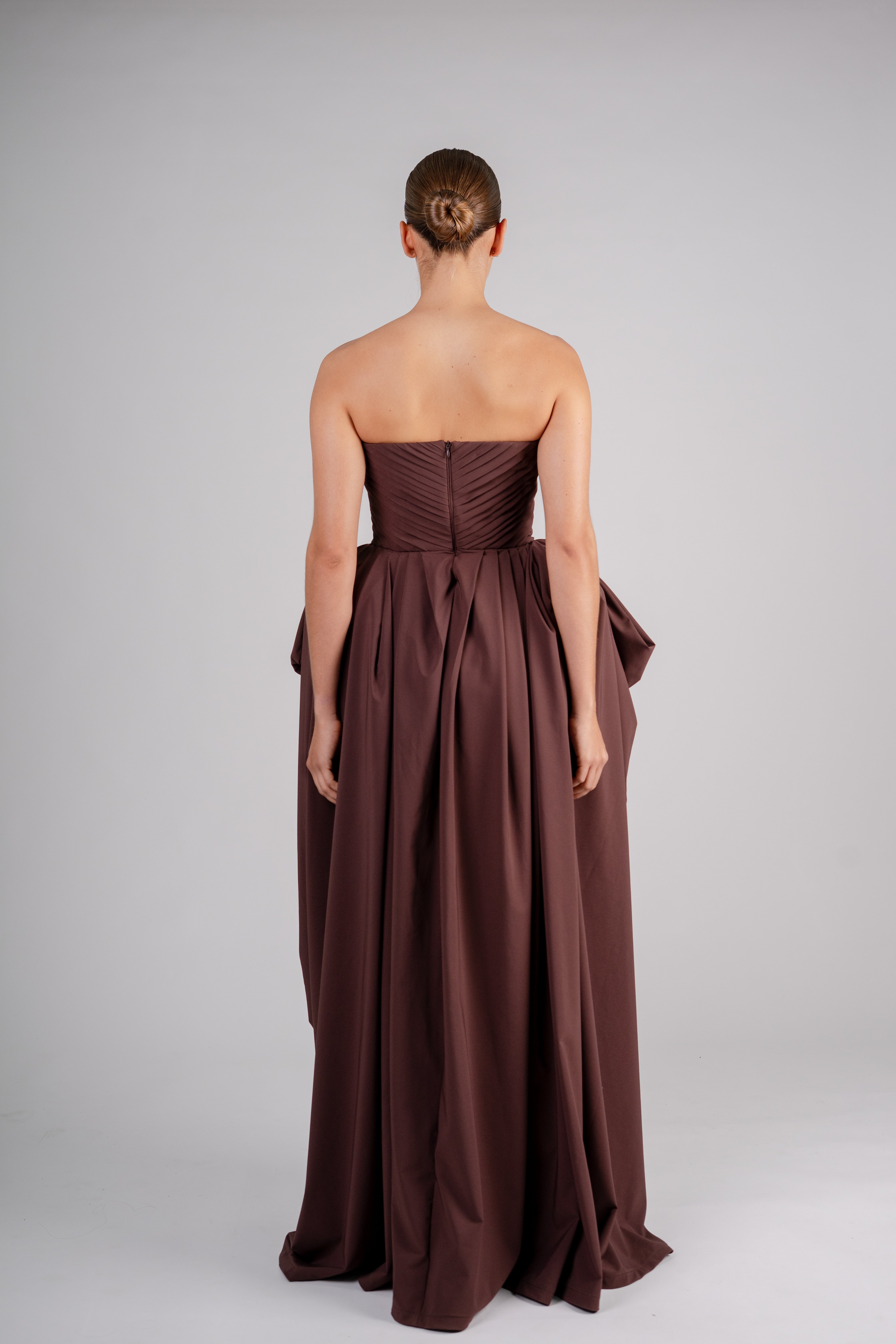 Draped bustier gown