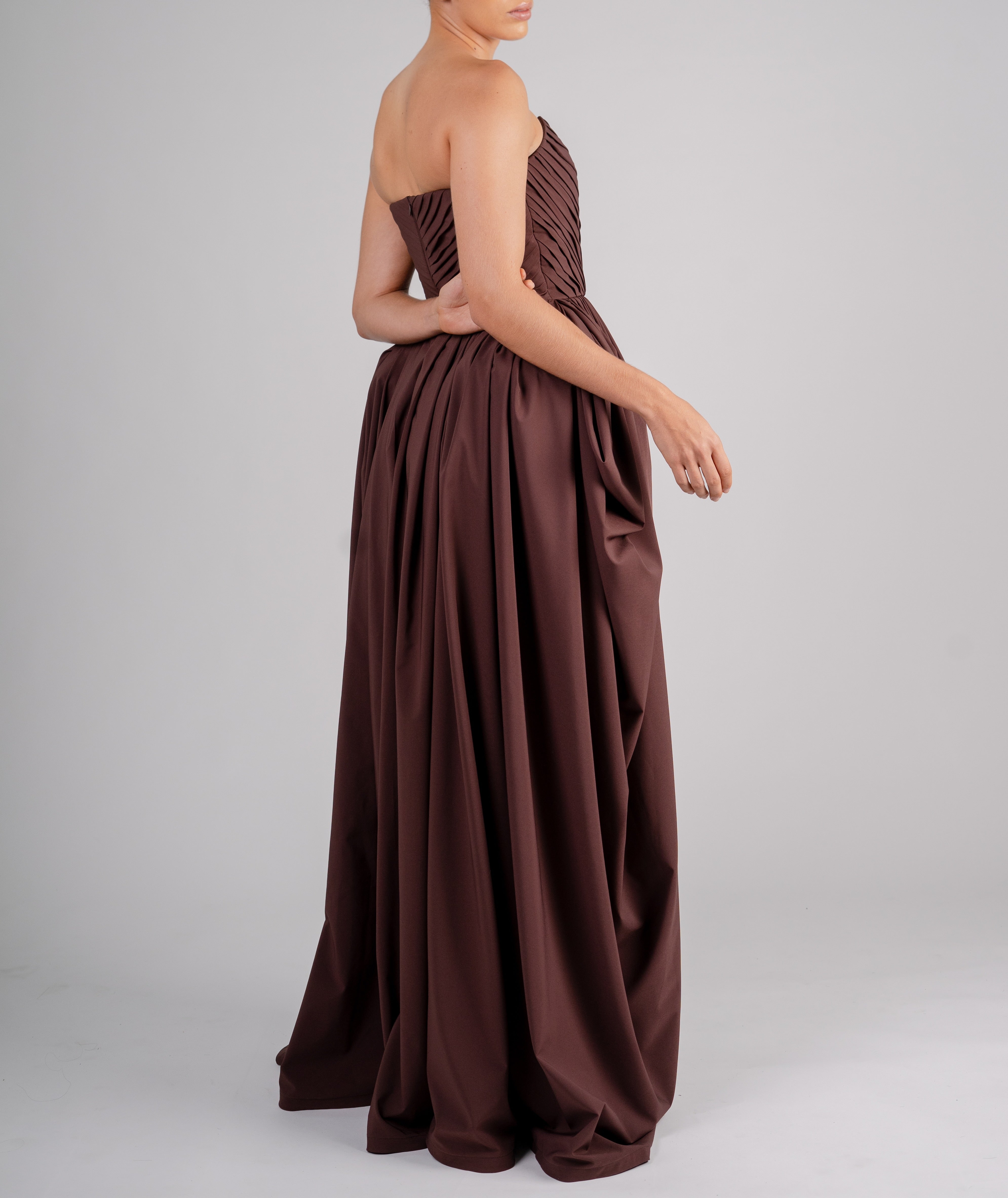 Draped bustier gown