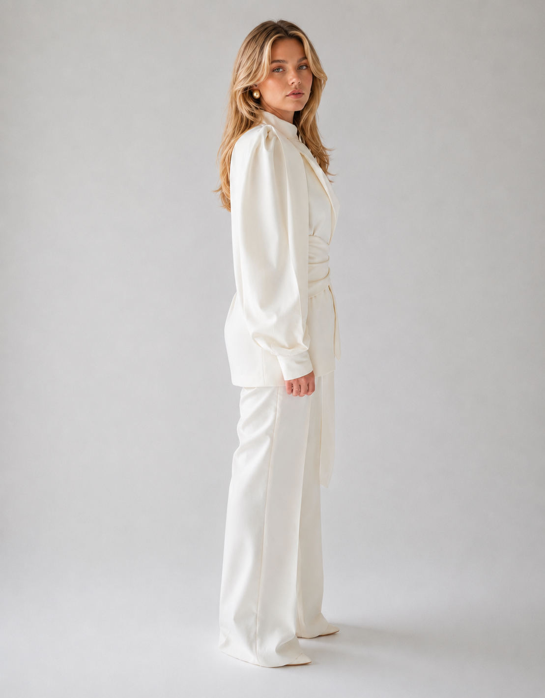 Tailored Set with Belted Fitted Blazer