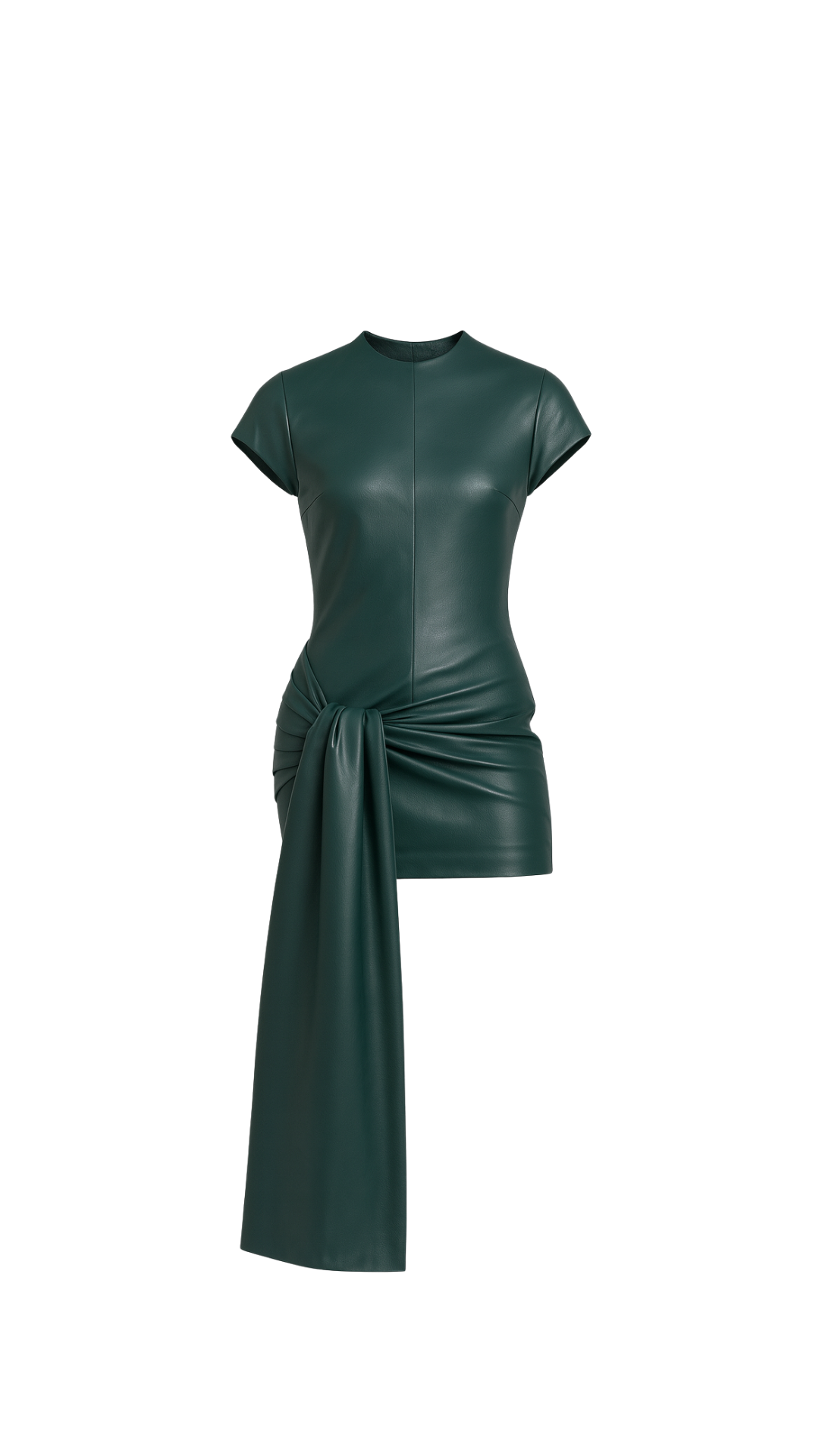Structured leather dress with side knot