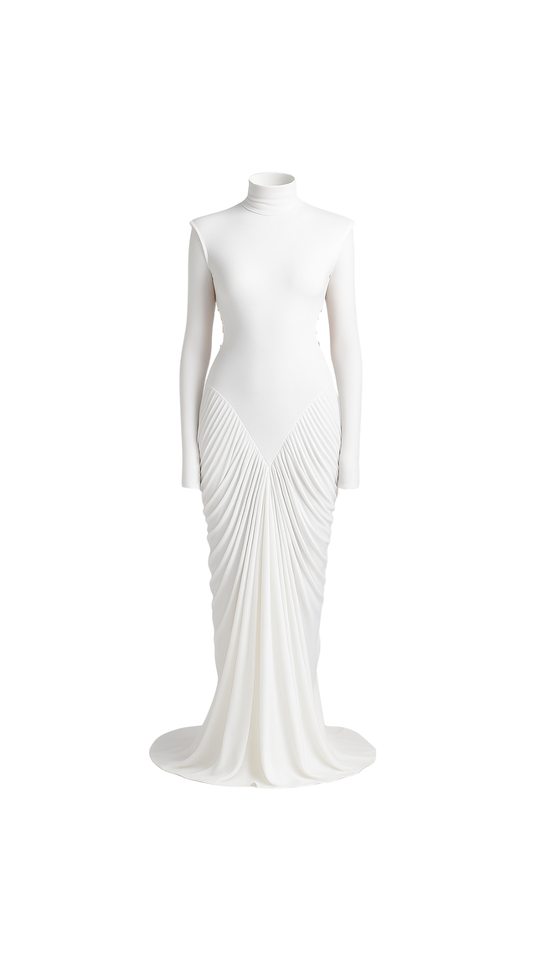 High-neck draped gown