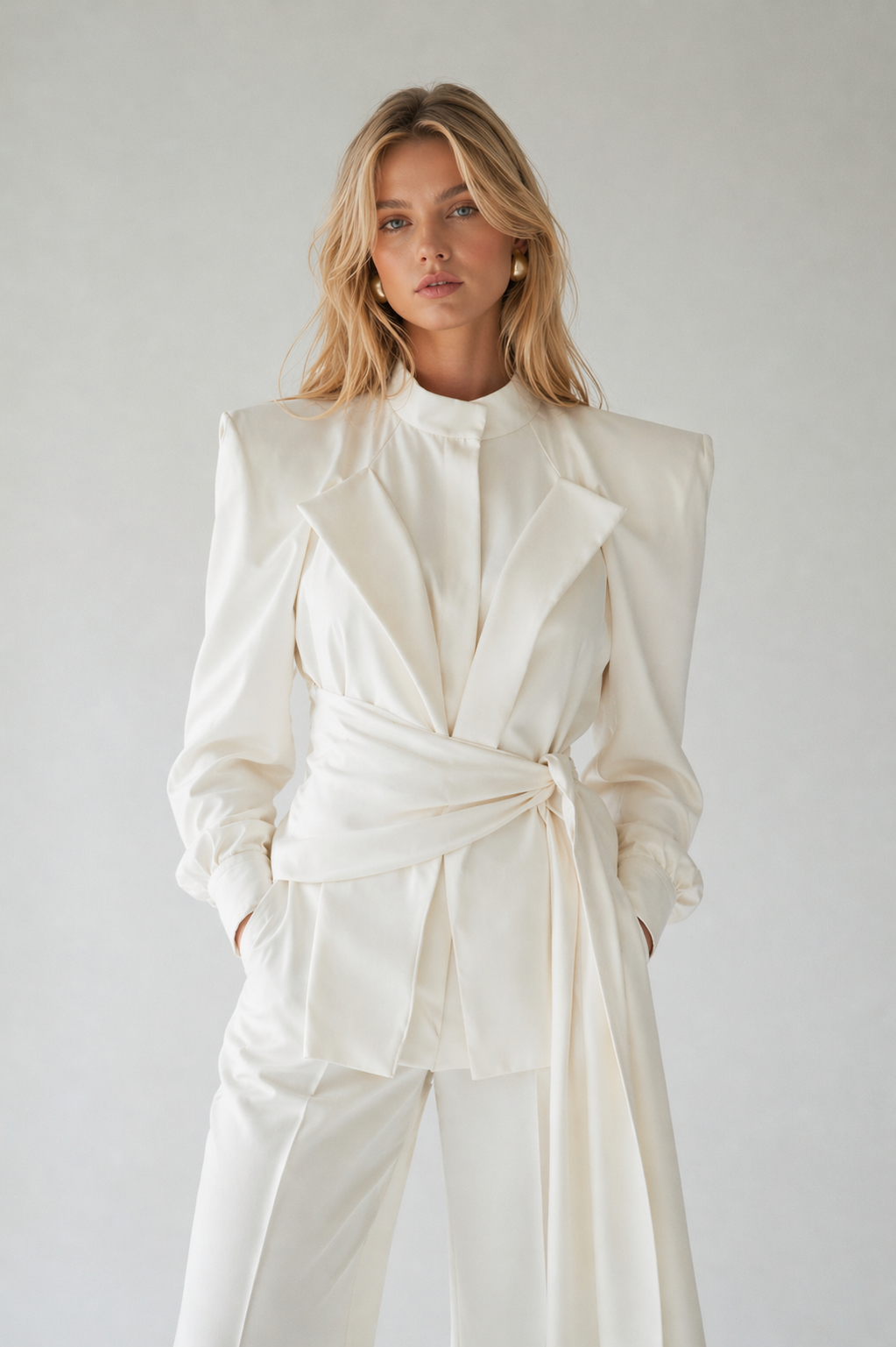 Tailored Set with Belted Fitted Blazer