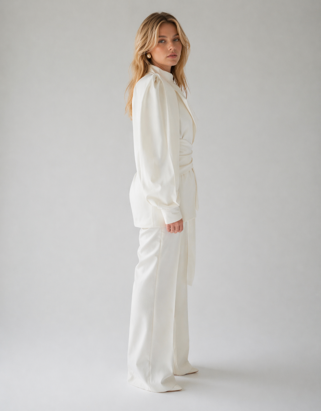 Tailored Set with Belted Fitted Blazer