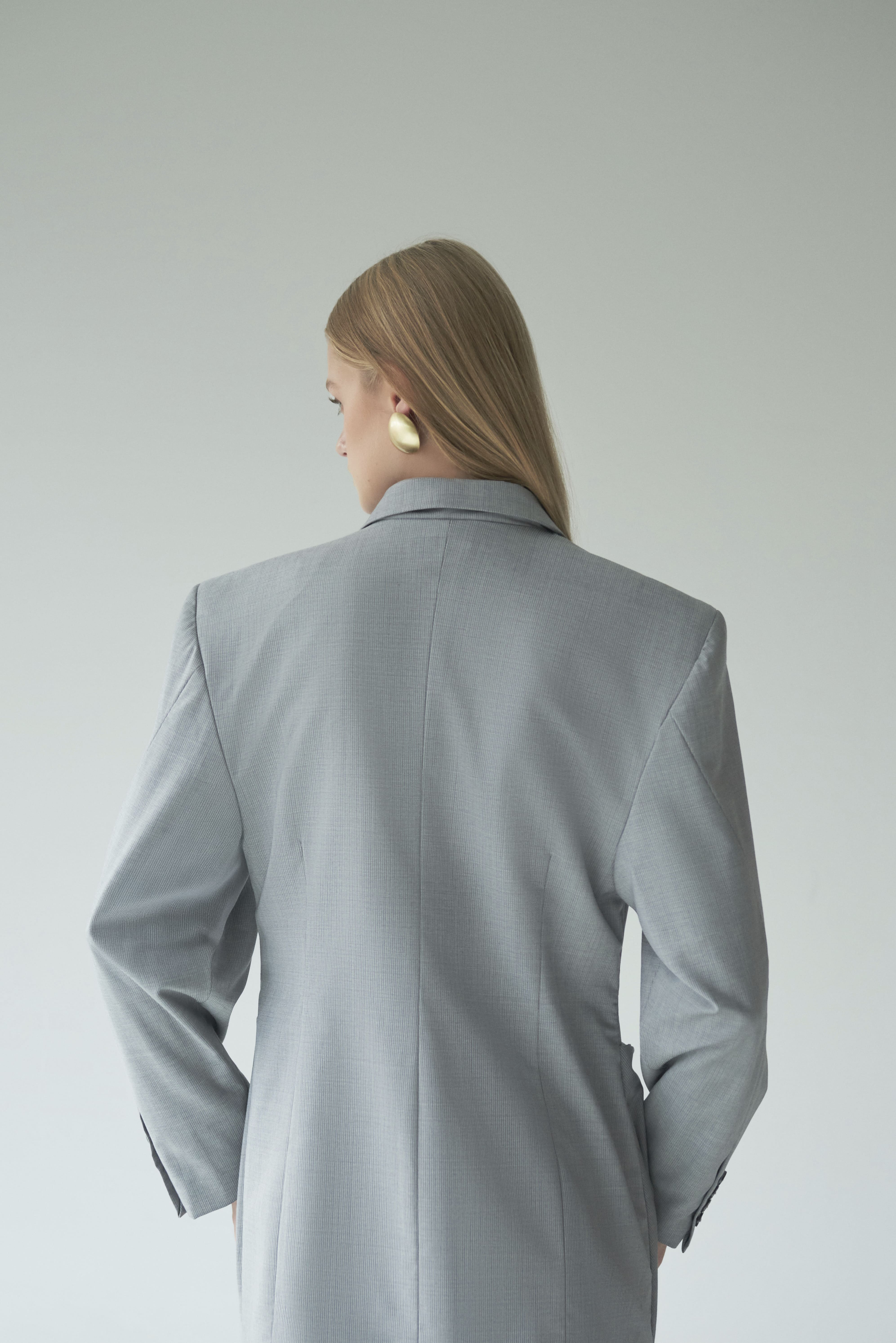 Oversized Cross-Front Straight-Cut Blazer