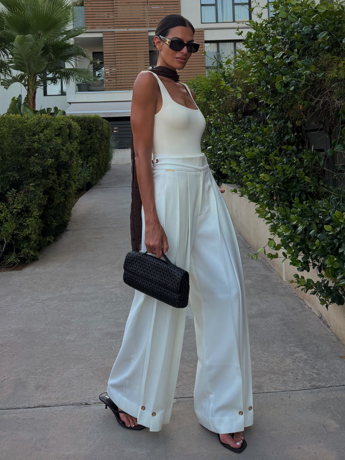High-Waist Pleated Wide-Leg Pants