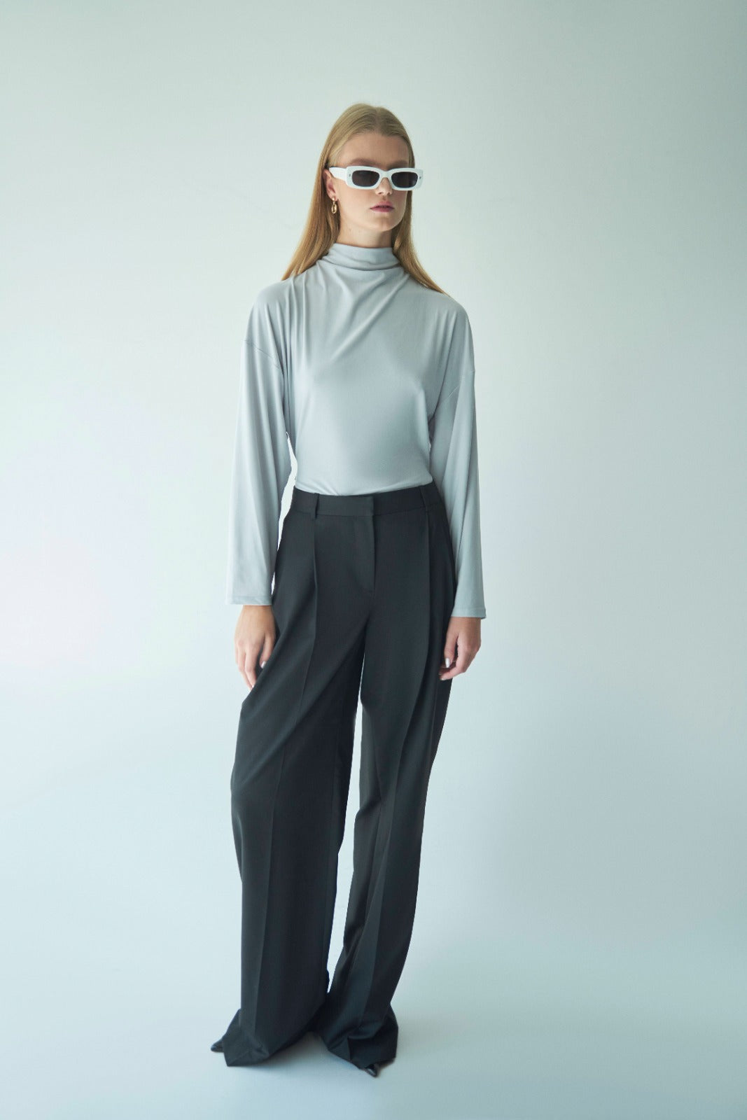 Fluid High-Neck Blouse