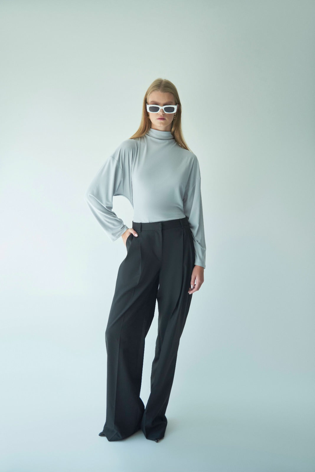 Fluid High-Neck Blouse