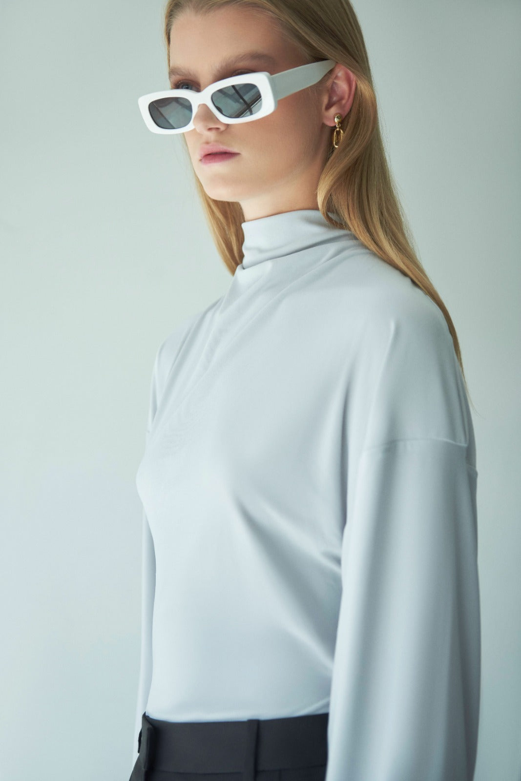 Fluid High-Neck Blouse