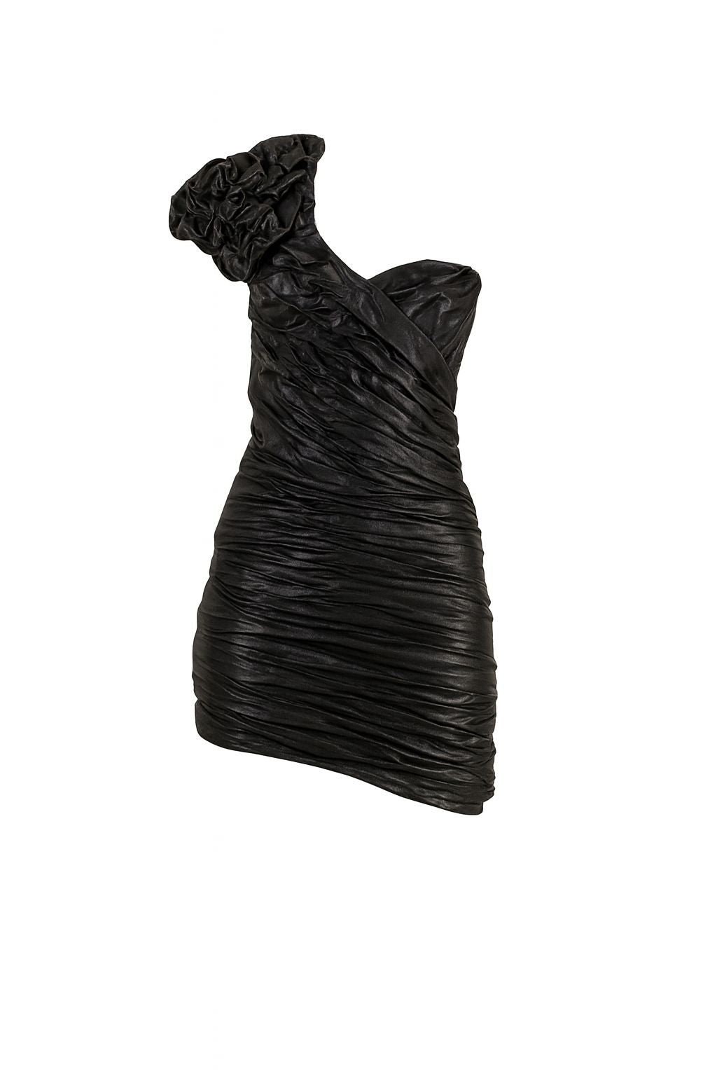 Asymmetric draped mini dress