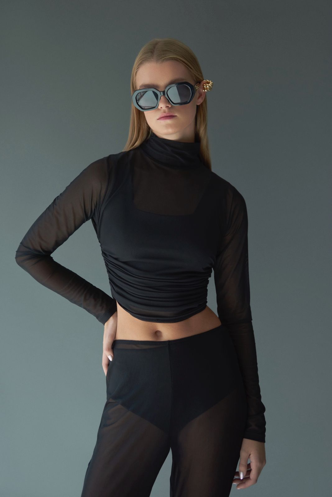 Mesh High-Neck Top